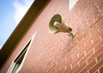 Megaphone on a brick wall 